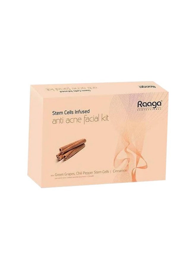 RAAGA PROFESSIONAL - Stem Cells Infused Anti Acne 6 Step Facial Kit | Cinnamon, Green Grapes, Chilli Pepper Stem Cells | Fights Inflammation | All Skin Types (61 Gm) - Image 1