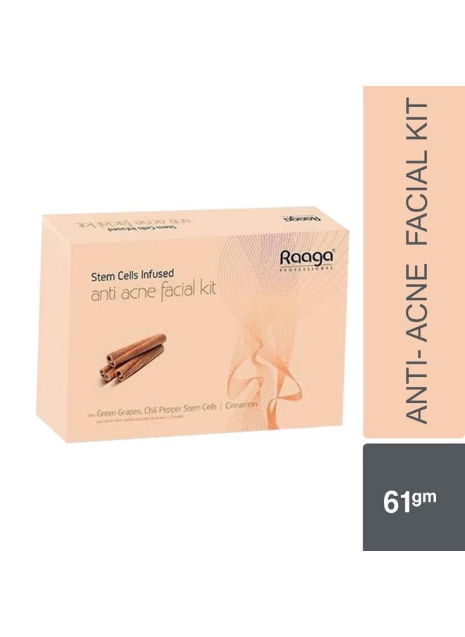 RAAGA PROFESSIONAL - Stem Cells Infused Anti Acne 6 Step Facial Kit | Cinnamon, Green Grapes, Chilli Pepper Stem Cells | Fights Inflammation | All Skin Types (61 Gm) - Image 1