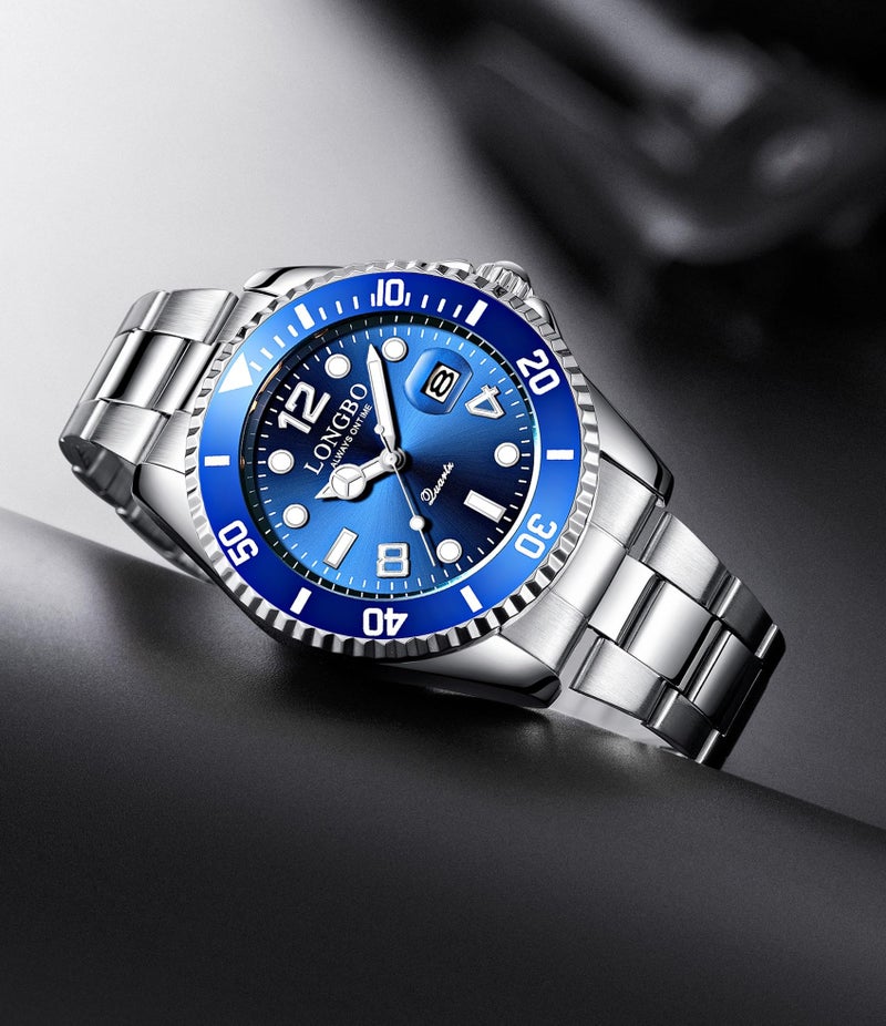 LONGBO Master Royale Analog Watch For Men (Silver-Blue, Stainless Steel) - Image 2
