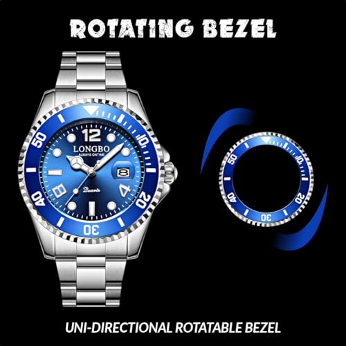 LONGBO Master Royale Analog Watch For Men (Silver-Blue, Stainless Steel) - Image 3