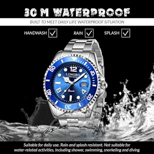 LONGBO Master Royale Analog Watch For Men (Silver-Blue, Stainless Steel) - Image 5