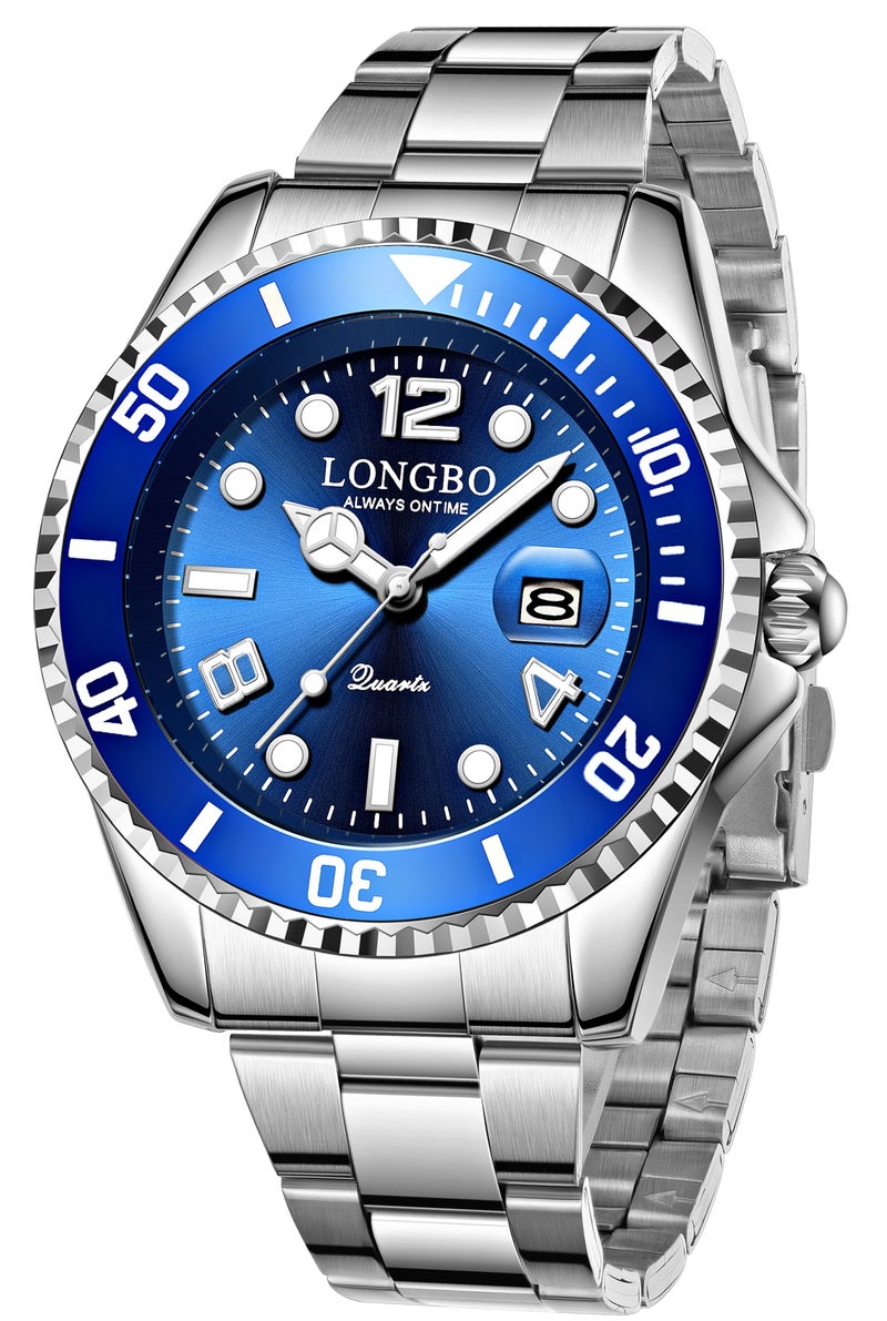LONGBO Master Royale Analog Watch For Men (Silver-Blue, Stainless Steel) - Image 1