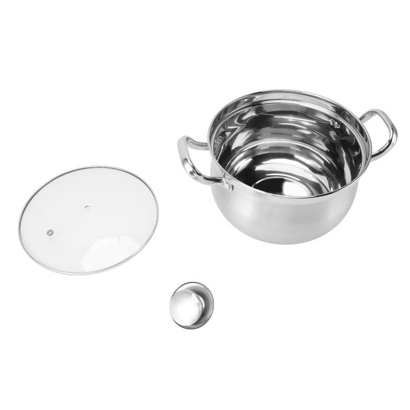 Stainless Steel Stockpot 24cm Diameter Spill Proof Soup Pot - Dual Handle Design Kitchen Cookware for Home Cooking - Image 1
