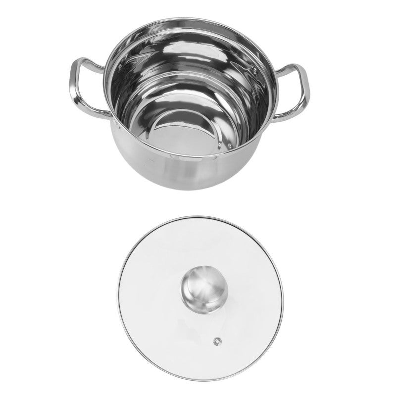 Stainless Steel Stockpot 24cm Diameter Spill Proof Soup Pot - Dual Handle Design Kitchen Cookware for Home Cooking - Image 2