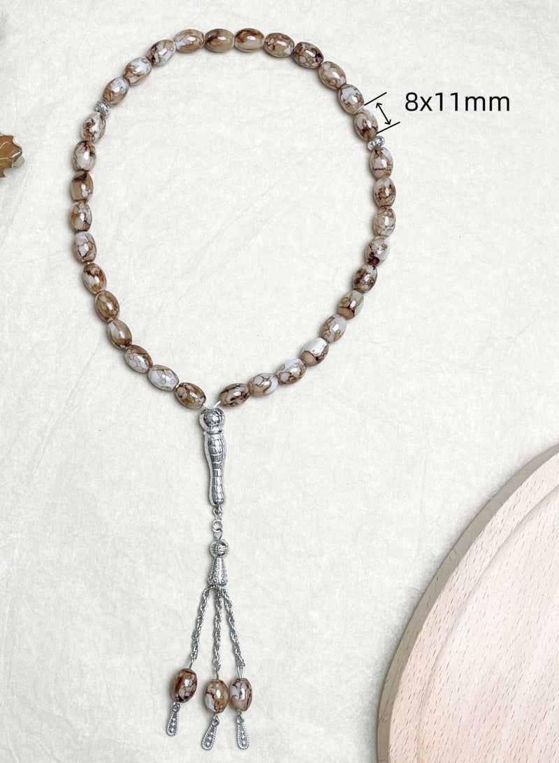 Misbaha 33 Beads - Elegant Prayer Beads for Meditation and Relaxation, Tasbih（8mm×11mm）