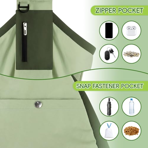 Bartuke Dog Carrier Sling, Hands Free Pet Sling Carriers for Small Dogs and Cats, Thick Padded Shoulder Strap Adjustable Dog Carriers with Storage Pocket, Water-Resistant Puppy Carrier Purse, Green - Image 4