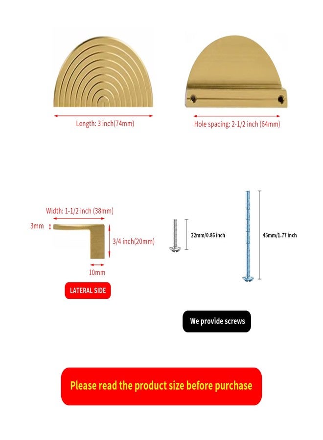 BaiNong Vintage Style Closet Handle Dresser Handle Chinese Cabinet Handle Brushed Brass 1 Pair Bathroom Cabinet Decorative Half Round Knob（Small） - Image 2