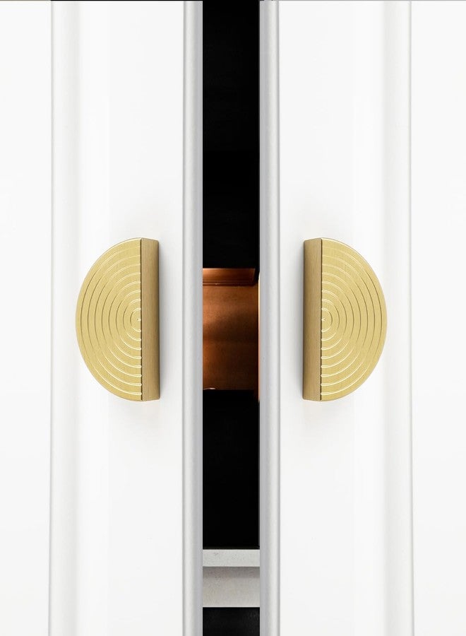 BaiNong Vintage Style Closet Handle Dresser Handle Chinese Cabinet Handle Brushed Brass 1 Pair Bathroom Cabinet Decorative Half Round Knob（Small） - Image 3