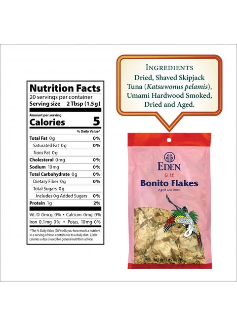 Eden Japanese Bonito Flakes, Shaved Skipjack Tuna, Katsuobushi ??, Traditionally Aged And Dried, Hardwood Smoked, Make Dashi And Miso Soup, 1.05 Oz (2-Pack)