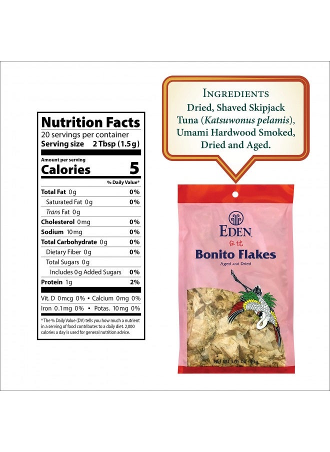 Eden Japanese Bonito Flakes, Shaved Skipjack Tuna, Katsuobushi ??, Traditionally Aged And Dried, Hardwood Smoked, Make Dashi And Miso Soup, 1.05 Oz (2-Pack)
