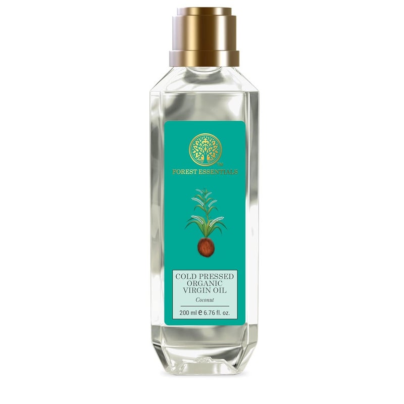 Forest Essentials Organic Cold Pressed Virgin Oil Coconut Rich in Vitamin E with Pure Coconut Massage Oil For Hair Skin 200 ml - Image 1