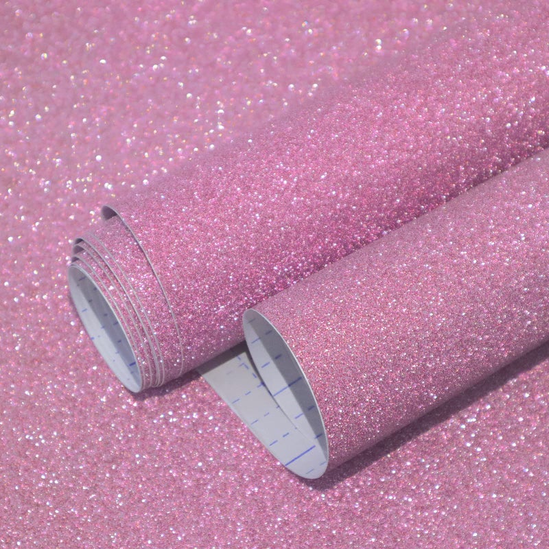 Kitico Glitter Pink Peel and Stick Wallpaper Self Adhesive Decorative Paper DIY Decoration 177x1181