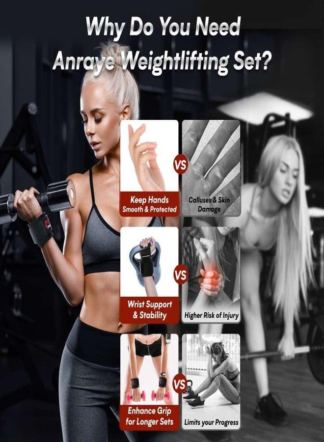 Anraye Weight Lifting Hooks & Wrist Straps Set - Lifting Hooks with Anti-Slip Grip, Adjustable Wrist Wraps for Weightlifting, Deadlifts, Powerlifting, Gym Straps for Men and Women, Black-Red - Image 5