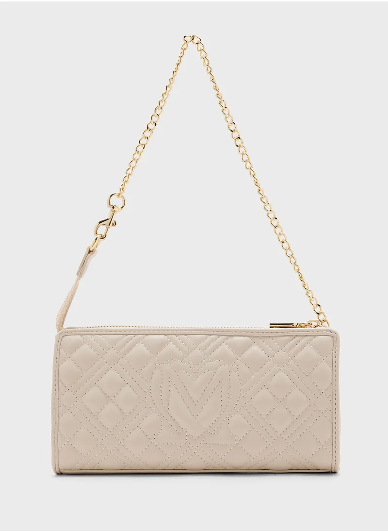 لوف موسكينو Quilted Chain Detailed Flap Over Crossbody