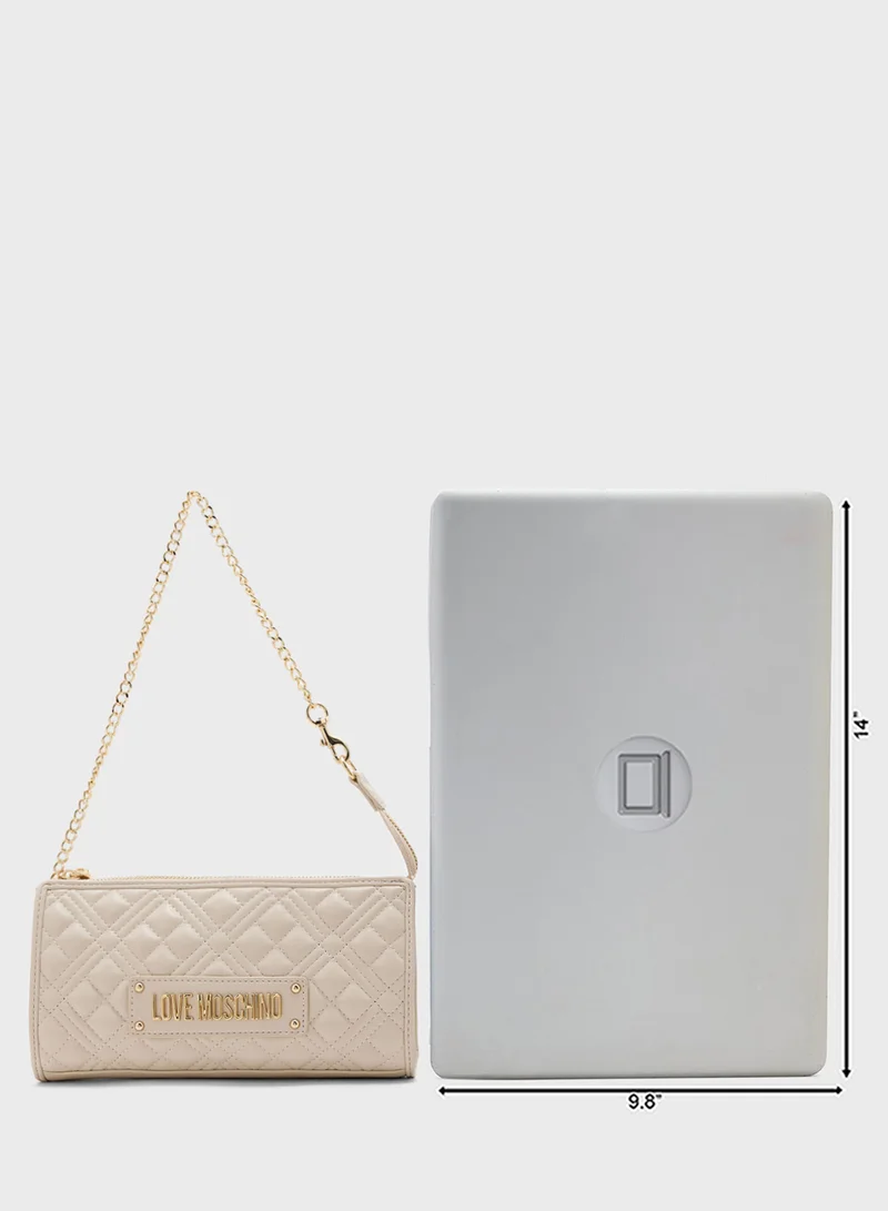 Love Moschino Quilted Chain Detailed Flap Over Crossbody