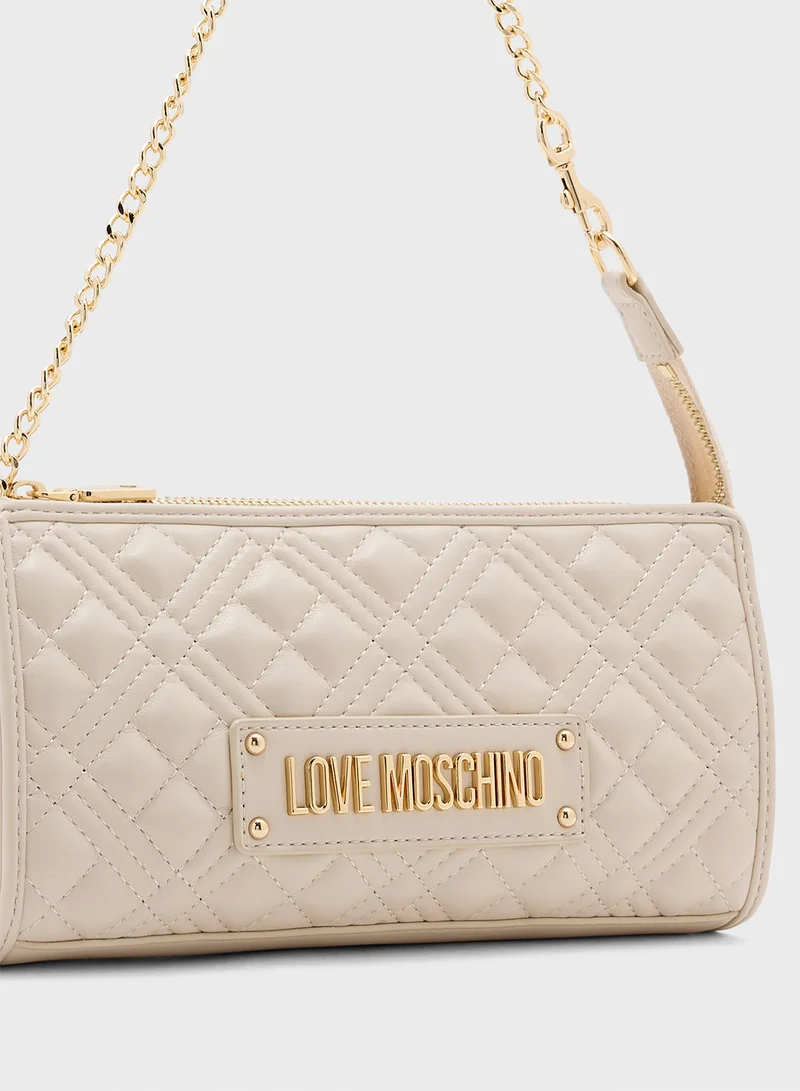 Love Moschino Quilted Chain Detailed Flap Over Crossbody