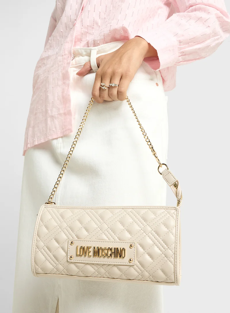 Love Moschino Quilted Chain Detailed Flap Over Crossbody