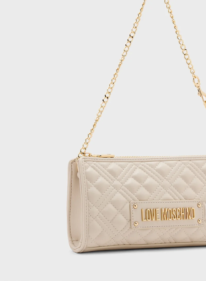 Love Moschino Quilted Chain Detailed Flap Over Crossbody