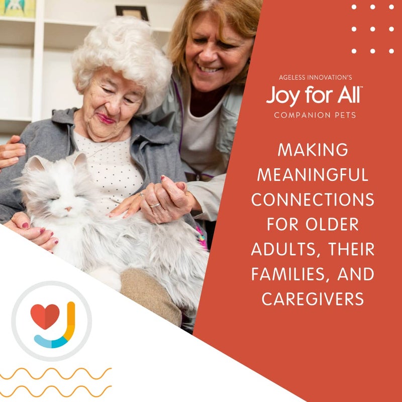 JOY FOR ALL Companion Pet for Seniors - Lifelike Animatronic Cat - Realistic Soft-Touch Fur & Purring - Therapy Stuffed Animal - Toy for Alzheimer's & Dementia - Silver w/White - Image 5