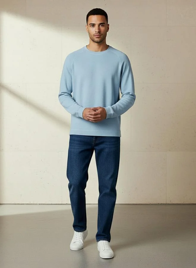 Splash FAV Men Regular Fit Crew Neck Long Sleeve Textured T shirt