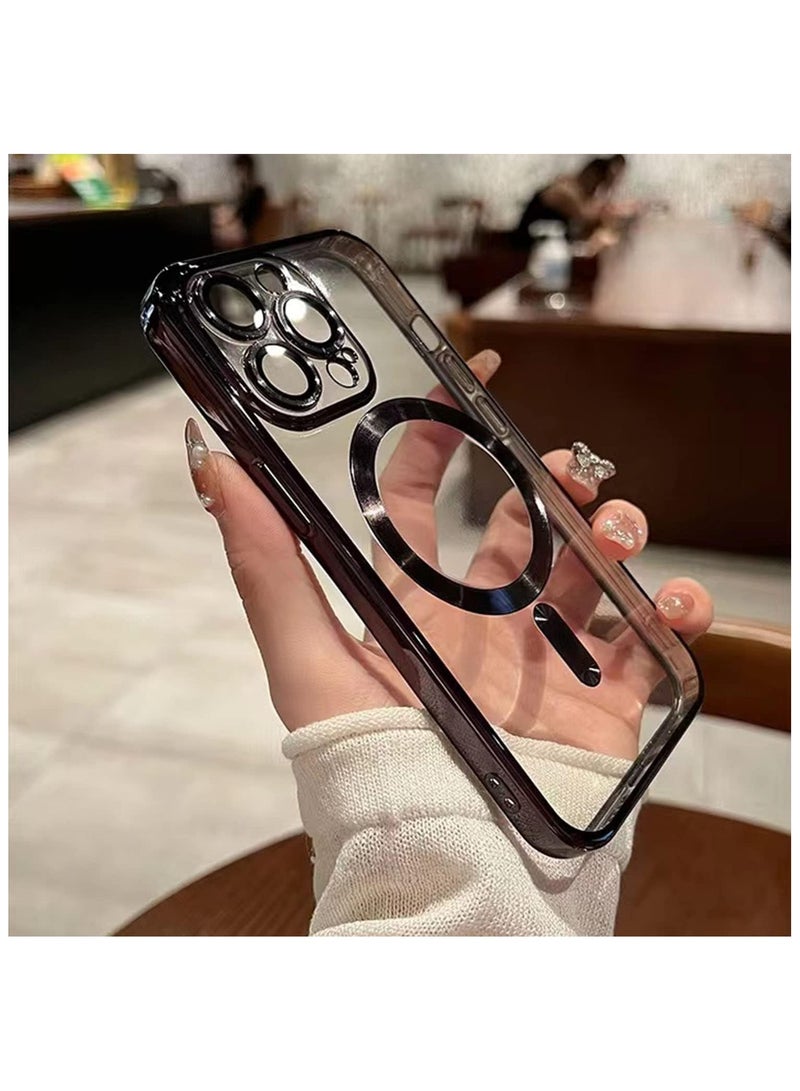 Case Cover Compatible for iPhone 15 Pro Clear Back Panel Protective Case Compatible for MagSafe (Black) - Image 5