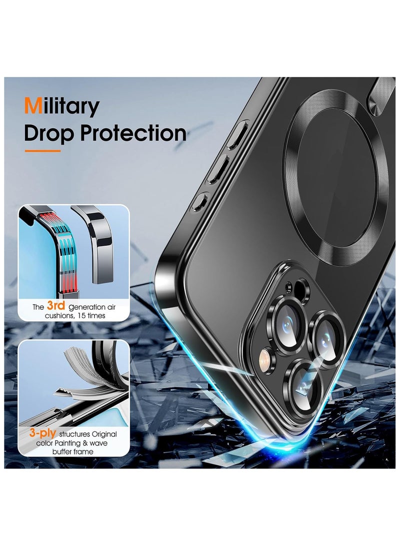 Case Cover Compatible for iPhone 15 Pro Clear Back Panel Protective Case Compatible for MagSafe (Black) - Image 3