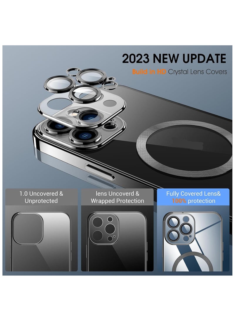 Case Cover Compatible for iPhone 15 Pro Clear Back Panel Protective Case Compatible for MagSafe (Black) - Image 4