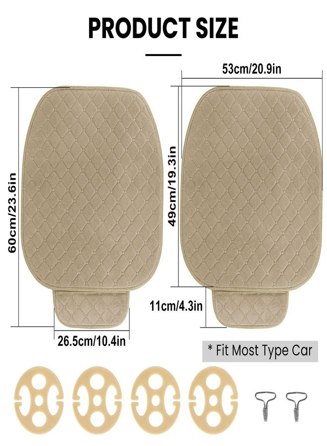 surpassme 2pc Comfortable Car Seat Covers Universal Front Seat Covers for Car Accessories with Storage Pockets, Padded Car Interior Covers for Automotive, SUV, Truck, and Van(Khaki) - Image 3