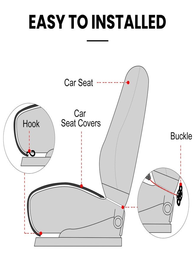 surpassme 2pc Comfortable Car Seat Covers Universal Front Seat Covers for Car Accessories with Storage Pockets, Padded Car Interior Covers for Automotive, SUV, Truck, and Van(Khaki) - Image 5