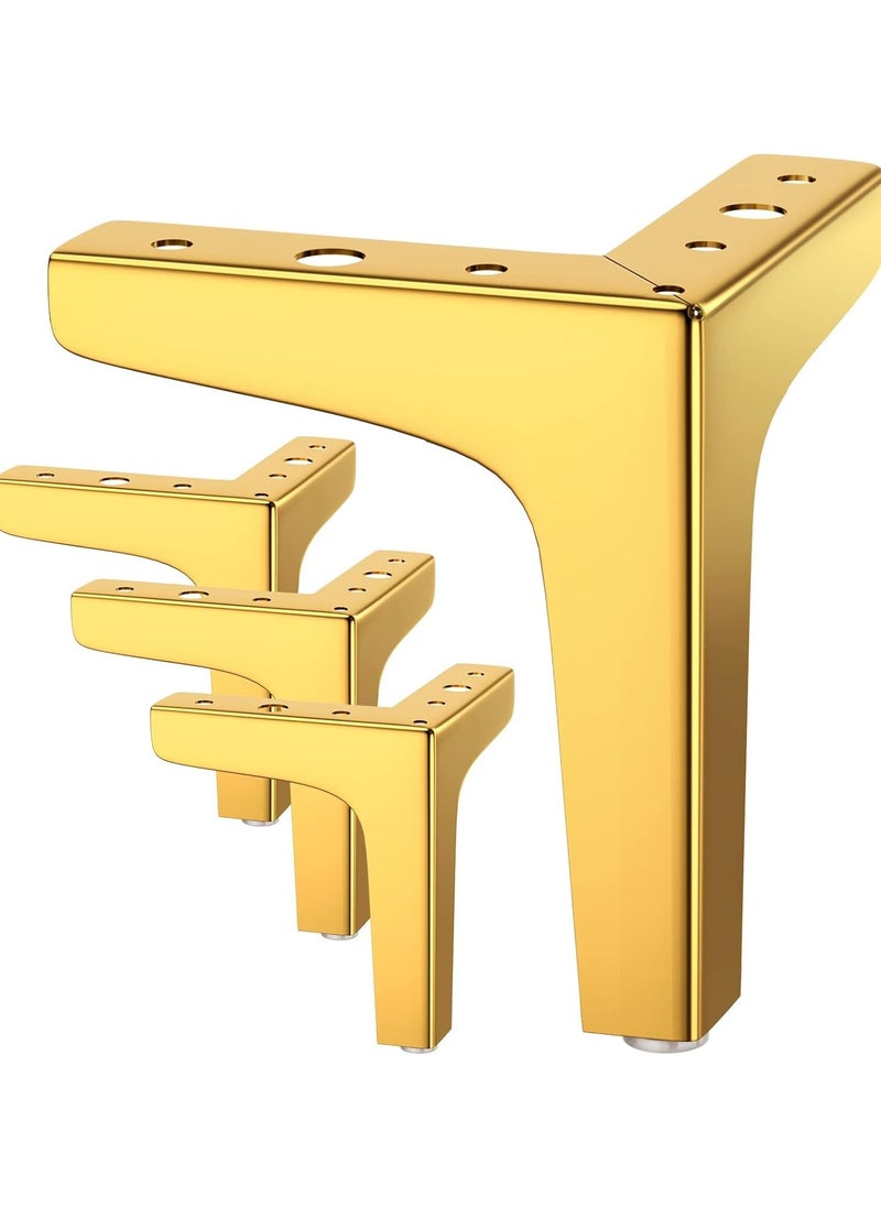 Bukela Furniture Legs, 10cm Heavy Duty Furniture Metal Table Legs with Screws & Protector Feet, Perfect for Cabinet, Wardrobe, TV Cabinets, Drawers, Nightstand (4 Pcs, Gold)  - Image 1