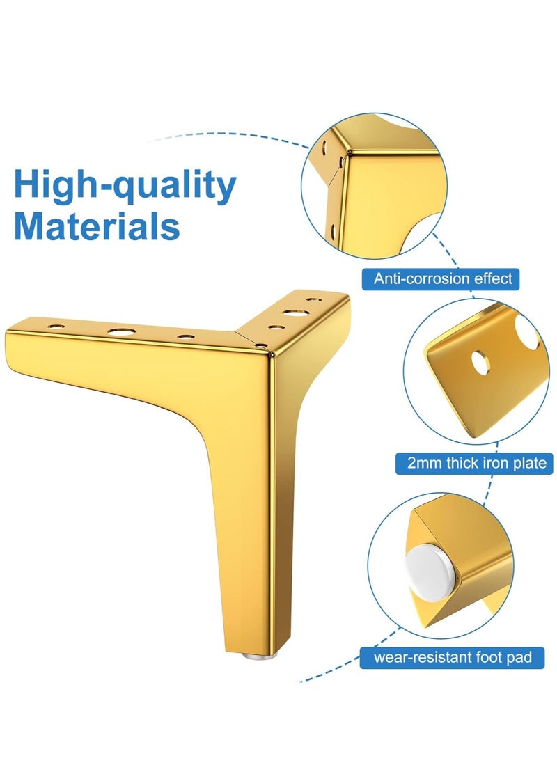 Bukela Furniture Legs, 10cm Heavy Duty Furniture Metal Table Legs with Screws & Protector Feet, Perfect for Cabinet, Wardrobe, TV Cabinets, Drawers, Nightstand (4 Pcs, Gold)  - Image 4