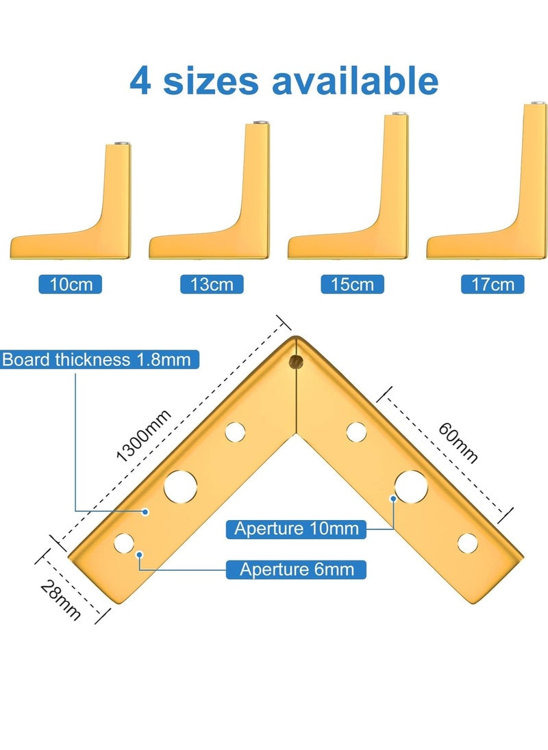 Bukela Furniture Legs, 10cm Heavy Duty Furniture Metal Table Legs with Screws & Protector Feet, Perfect for Cabinet, Wardrobe, TV Cabinets, Drawers, Nightstand (4 Pcs, Gold)  - Image 3