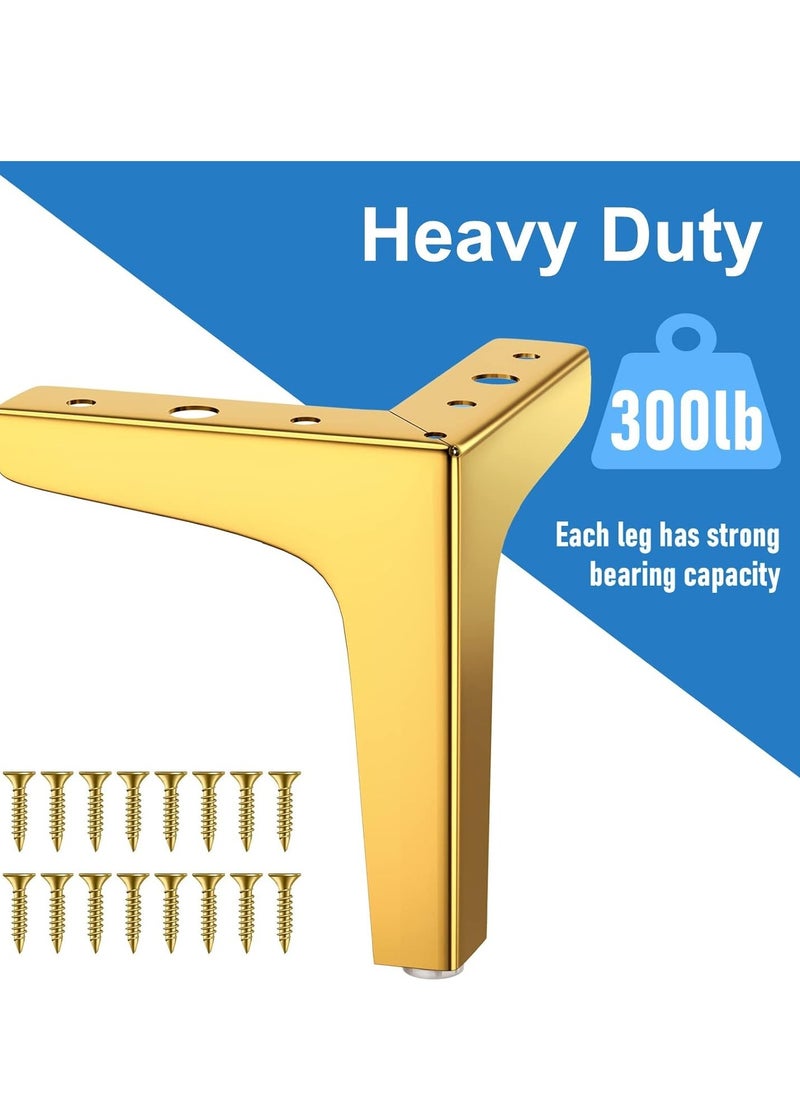 Bukela Furniture Legs, 10cm Heavy Duty Furniture Metal Table Legs with Screws & Protector Feet, Perfect for Cabinet, Wardrobe, TV Cabinets, Drawers, Nightstand (4 Pcs, Gold)  - Image 5