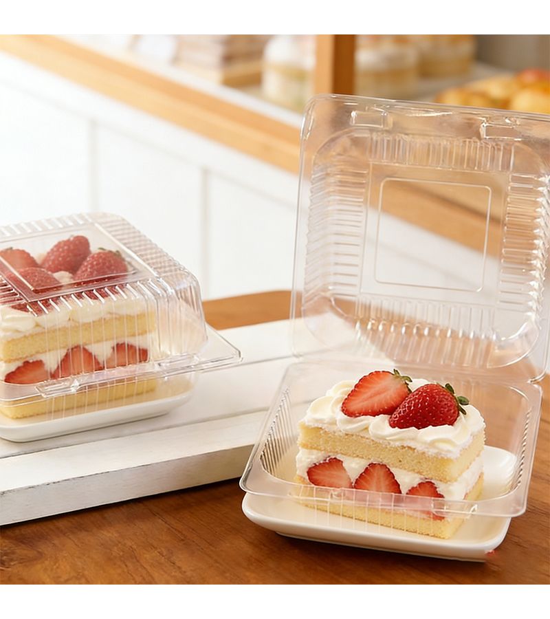 20 Pcs Transparent Plastic Square Food Container Cake Box With Lid Good Sealing Dustproof Keeps Pastries Fresh Flip Top Design Aesthetically Pleasing - Image 3