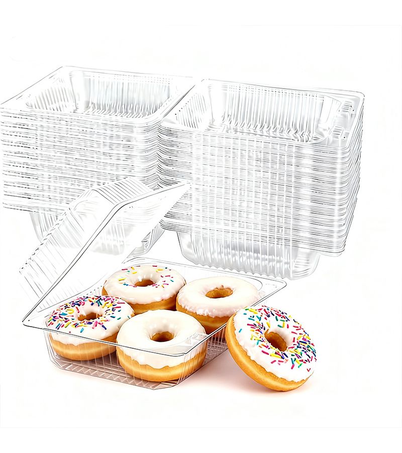 20 Pcs Transparent Plastic Square Food Container Cake Box With Lid Good Sealing Dustproof Keeps Pastries Fresh Flip Top Design Aesthetically Pleasing - Image 1