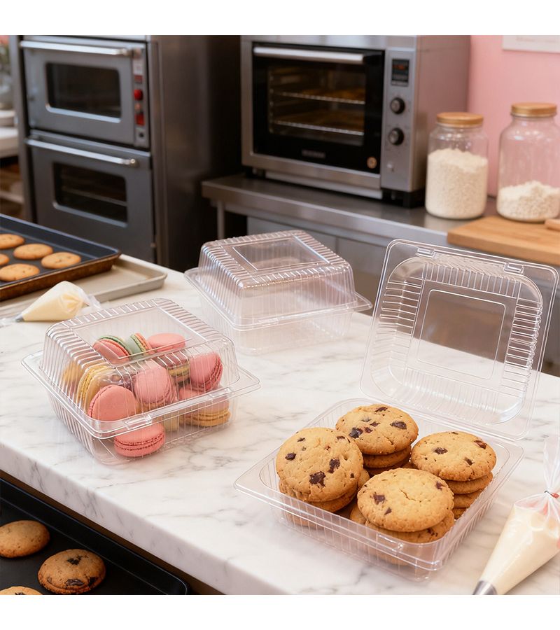20 Pcs Transparent Plastic Square Food Container Cake Box With Lid Good Sealing Dustproof Keeps Pastries Fresh Flip Top Design Aesthetically Pleasing - Image 4