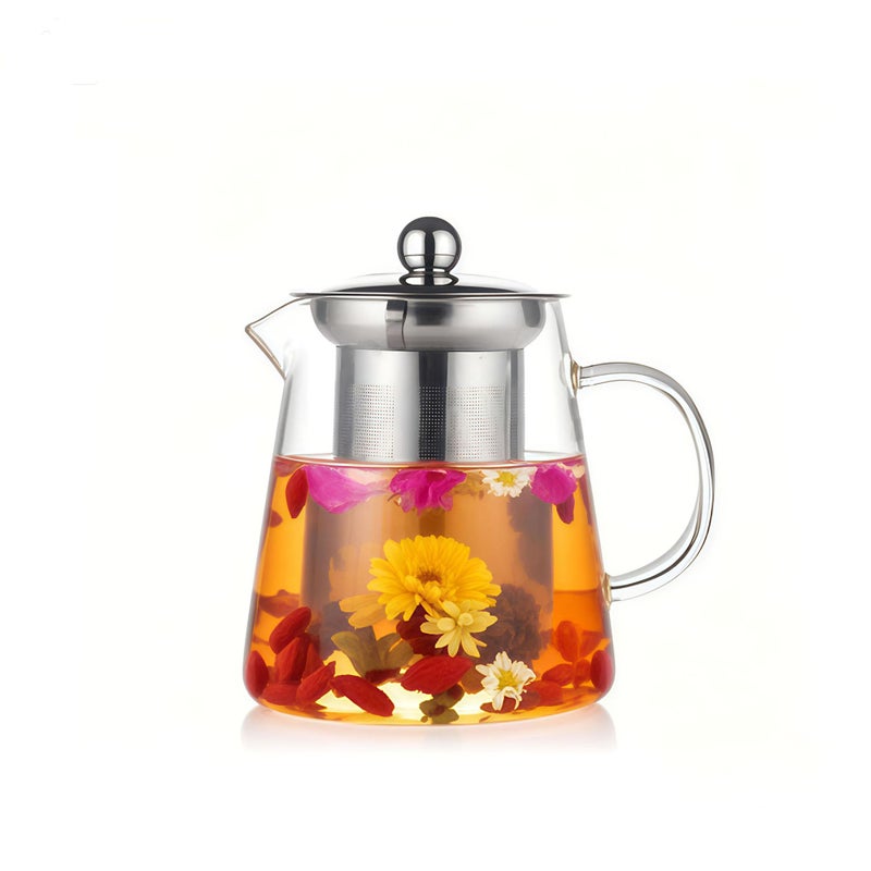 BanYakong Glass Teapot with Stainless Steel Infuser, Borosilicate Tea Kettle, Clear Tea Maker for Loose Leaf Tea (550ML) - Image 1