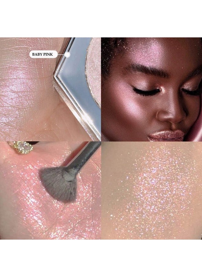 إيفباكت لوحة مكياج evpct Pink Mermaid Holographic Glitter Diamond Highlighter للوجه، أحمر خدود، برونزر وهايلايتر للوجه، مكياج ومضيء، لوحة ظلال عيون قزحية 02  - Image 3