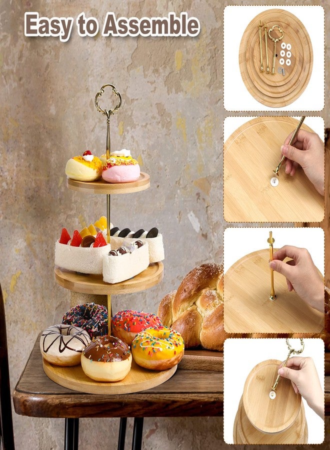 Zopeal Set of 3 Wooden Cupcake Stand 3 Tier Wood Holder Bamboo Wood Dessert Serving Stand Rustic Dessert Table Display Tiered Tray Cupcake Holder for Wedding Farmhouse - Image 3