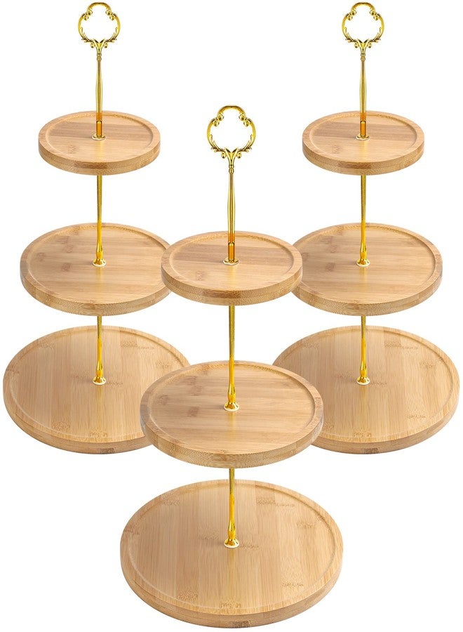 Zopeal Set of 3 Wooden Cupcake Stand 3 Tier Wood Holder Bamboo Wood Dessert Serving Stand Rustic Dessert Table Display Tiered Tray Cupcake Holder for Wedding Farmhouse - Image 1