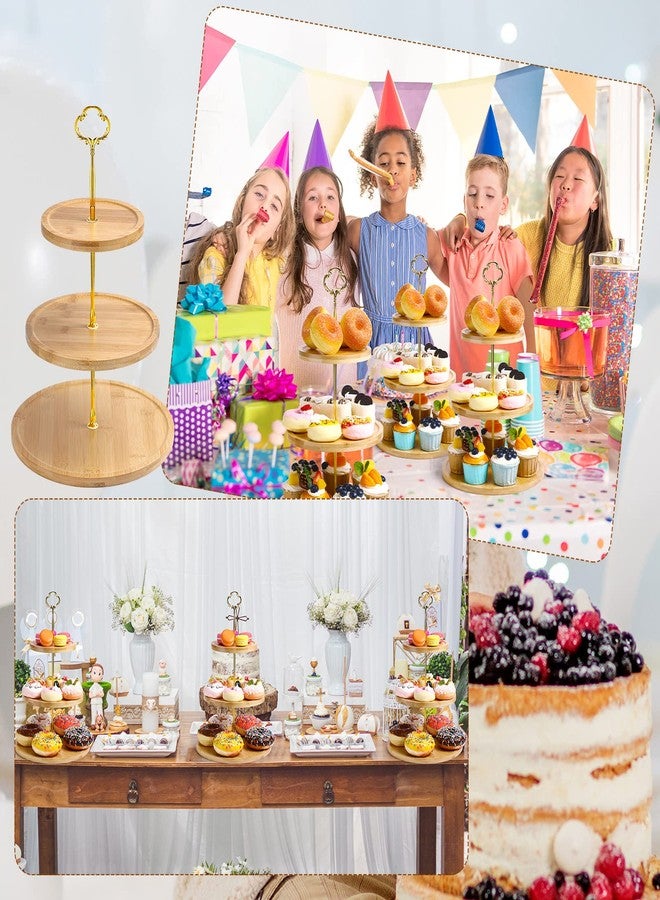 Zopeal Set of 3 Wooden Cupcake Stand 3 Tier Wood Holder Bamboo Wood Dessert Serving Stand Rustic Dessert Table Display Tiered Tray Cupcake Holder for Wedding Farmhouse - Image 5
