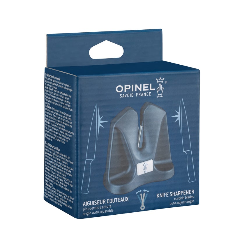 Opinel Manual Sharpener, Portable Compact Knife Maintenance and Sharpening Tool, Self Adjusting Angle, Silicone Padded Base, Blue,One Size,254562 - Image 2