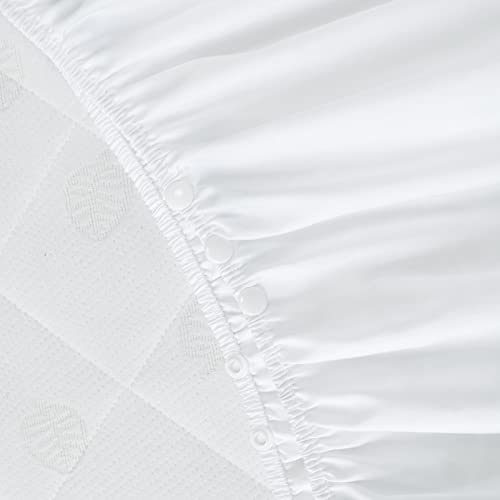 Biloban تنورة سرير المهد 28” × 52” مع 14” انخفاض تجاعيد للغبار للأطفال الأولاد والبنات تناسب مرنة قابلة للتعديل تنورة سرير الأطفال سهلة التركيب/الإزالة ناعمة لسرير المهد القياسي تنورة سرير بيضاء صلبة - Image 2