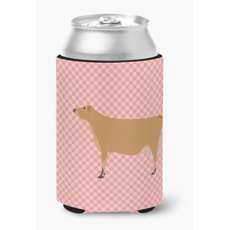 Caroline's Treasures ""Caroline's Treasures Jersey Cow Pink Check Decorative Can Hugger  Multicolor""