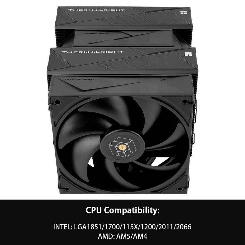 Thermalright Royal Pretor 130 Black CPU Air Cooler, Computer Double Towers Cooling,6 Heat Pipes CPU Cooler, Dual PWM Fans,High Performance PC Cooler,for AM4/AM5;Intel lga1851/1700/1150/1151/2011 - Image 3
