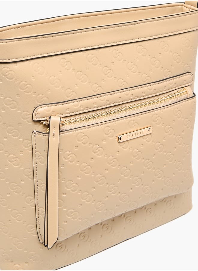 Celeste Women Monogram Embossed Crossbody Bag with Adjustable Strap  - Image 3