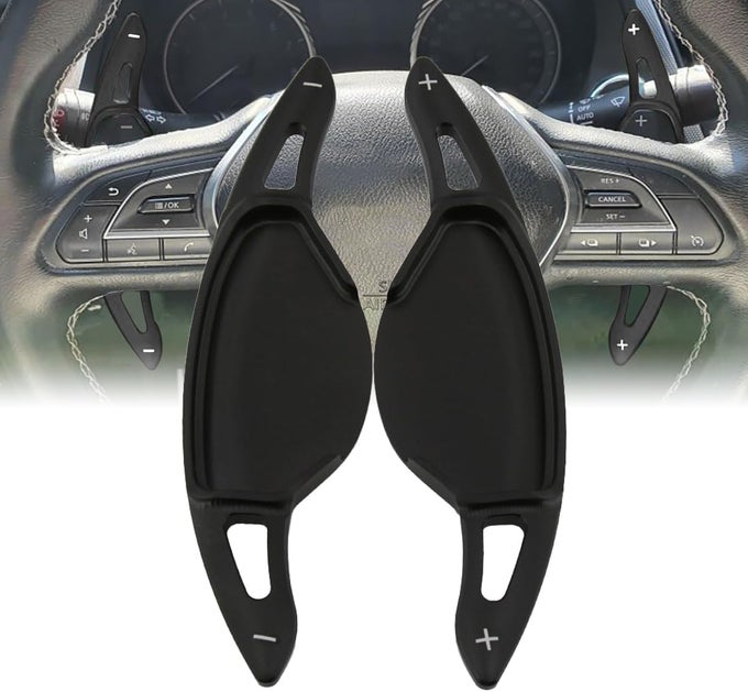 Aluminum Steering Wheel Shift Paddle Shifter Extension Cover for Infiniti, Mitsubishi Outlander, and Nissan (Black)