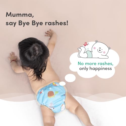 Mylo Leak-Proof Baby Cloth Diaper Combo (3 Diapers + 3 Inserts) | Free Size (3M-3Y) | High Absorption | Quick Dry | Oeko-Tex Certified | Washable - Rainbow, Purple Love & Pet Love - Image 4