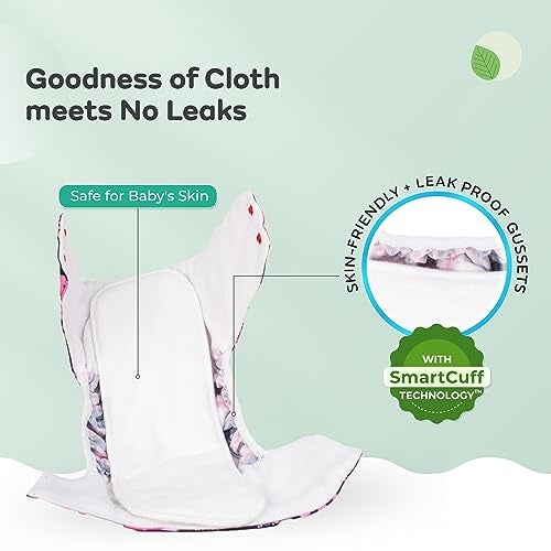 Mylo Leak-Proof Baby Cloth Diaper Combo (3 Diapers + 3 Inserts) | Free Size (3M-3Y) | High Absorption | Quick Dry | Oeko-Tex Certified | Washable - Rainbow, Purple Love & Pet Love - Image 3
