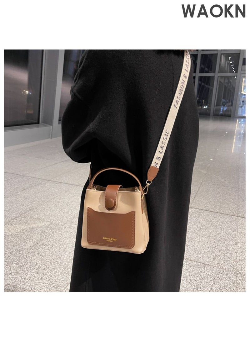 دبليو أيه أو كي أن حقيبة دلو نسائية، حقيبة يد كتف بتصميم دلو من جلد البولي يوريثان مع مقبض علوي وإغلاق بسحاب، حقيبة كتف صغيرة وعصرية مع جيب داخلي بسحاب وحواف وخياطة متقنة، مثالية للاستخدام في المكتب أو المواعدة أو المناسبات اليومية الأخرى، مناسبة للجنسين. - Image 5